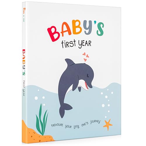 Image of Baby's First Year Book, Gender-Neutral Ocean Baby Memory Book and Keepsake | Nautical Baby Book, 60 Pages, Guided Prompts, First Year Baby Book, FSC-Certified 100% Recycled Paper, Newborn Gifts