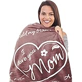I Love You Mom Gift Blanket - Gifts for Mom - Birthday Gifts for Women - Unique Mom Gifts from Daughter or Son for Her Birthday, Mothers Day, or Christmas - Super Soft Throw 50' x 65' (Soft Taupe)
