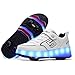 HANHJ Chaussures Roue Enfants LED Lumières Clignotant Roller Skate Shoe Garçon Fille Retractables Technique Skateboard Shoe Outdoor Sport Double Roue Gymnastique Baskets,F-30