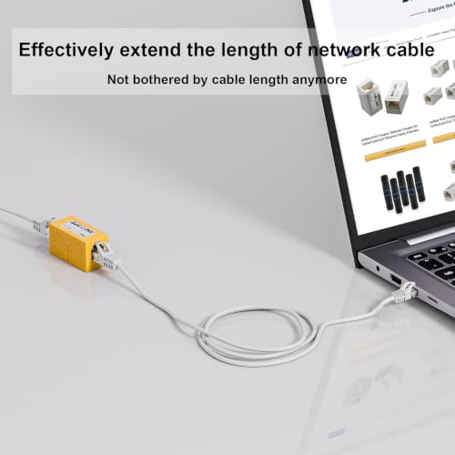 Image of iwillink RJ45 Coupler Ethernet Connector, Female to Female, 50 Pack, Yellow | Extender Adapter, For Cat7 Cat6 Cat5e Cat5 Ethernet Cable Female Connector