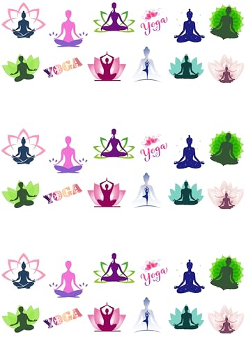 36 Stand Up Yoga Themed Edible Wafer Paper Cake Toppers Decorations