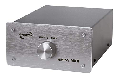 Dynavox AMP-S MKII, versterker- en boxschakelaar in metalen behuizing, voor stereo- en surround-versterker, verbinding via bananenstekker of aansluitaansluiting, zilver