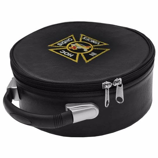 Generic Masonic regalia Knights Templar Hat/Cap Case black leather, big, Blue