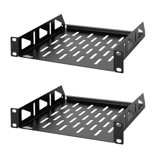 Plateau en porte-à-faux 1U Tecmojo ventilé en acier durable pour rack de serveur lot de 2 noir