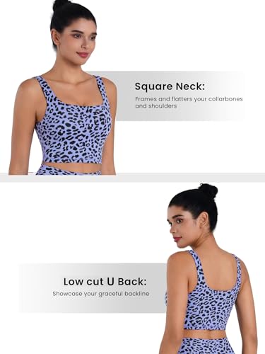 Image of Sunzel Square Neck Longline Sports Bra, Built-in Bra Crop Tank Top | Buttery Soft, Removable Pads, Light to Medium Support, Wide Straight Straps, Yoga, Pilates, Gym, Daily Wear