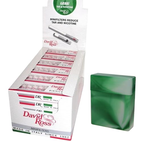 David Ross Regular Box 36 Blister à 10 Filter 8mm Zigarettenfilteraufsatz Mikrofilter inkl. 1x Zigarettenbox Grösse nach Wahl (25er Zig.-box (XL))