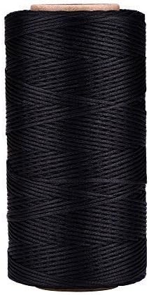 eBoot 260m 150D 1 mm Leather Sewing Waxed Thread Cord for Leather Craft DIY (Black)