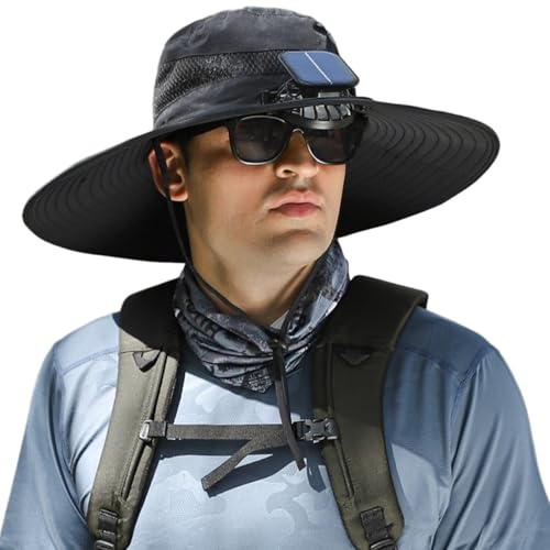Chapeau de ventilateur solaire USB-C réglable pour la pêche au soleil