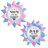 2 Pcs Handmade Mom to be & Dad to be Button, Race Car Baby Shower Tinplate Badge Pins for Gender Reveal, Boy or Girl, He or She Baby Sex Reveal Decorations, Idea Gifts for New Dad Mom (Pink + Blue)