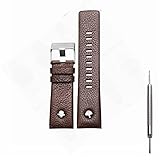 LaTool Genuine Leather Replacement Watch Band Strap Compatible for Men's 24mm 26mm 28mm Spring Bar Diesel Leather Watch Band Strap with Stainless Steel Buckle