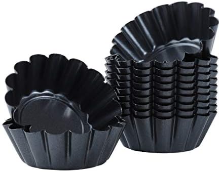 Healeved 12 Packs Size 2.6 x 0.9inch Egg Tart Mini Tart Pans Pie Tin Tartlet Pan,Mini Cupcake Cookie Pudding Muffin Baking Cups Cooking Molds For Pies, Desserts, Quiche P