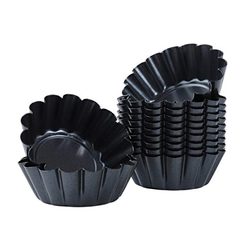 12 Packs Egg Tart Mold，Mini Tart Pans Mini Pie Tin Tartlet Pan,Mini Cupcake Cookie Pudding Mold Muffin Baking Cups - Cooking Molds For Pies, Cheese Cakes, Desserts, Quiche Pan (2.55x1.77x1.26in)