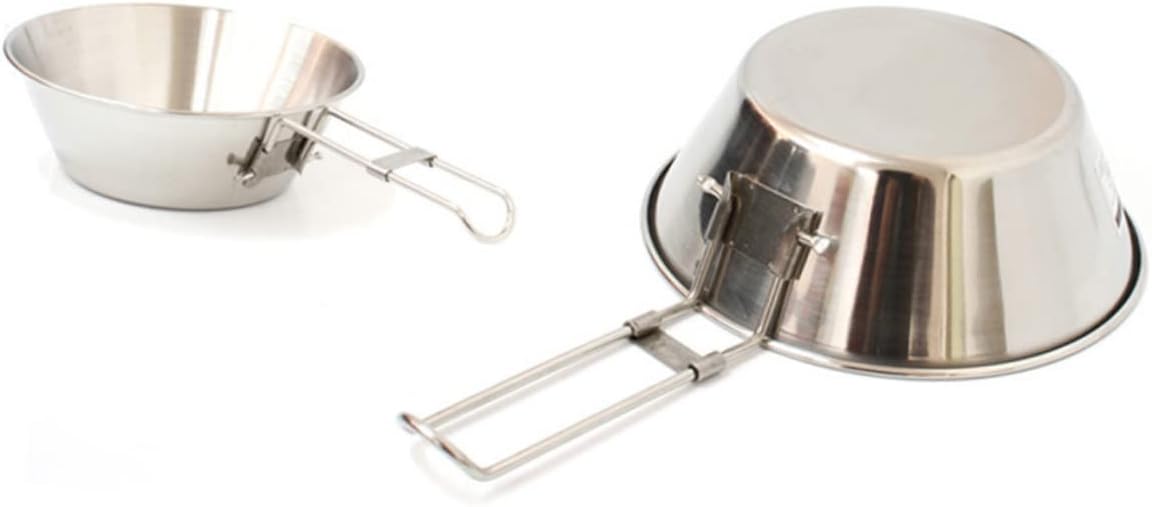 SUPVOX Foldable Bowl Stainless Steel Bowl with Handle Camping Bowl Outdoor Bowl Silver