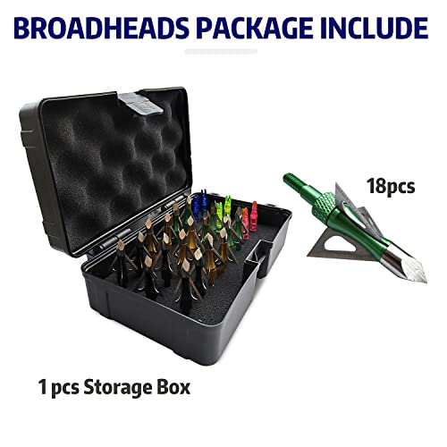 Pg1Archery Archery Hunting Broadheads 100 Grain 3 Blade For Crossbow Recurve Bow And Compound Bow Gifts Package Pack Of 18 (Black Green Golden) #TOP3