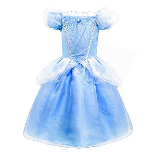 IKALI Prinsessdräkt för barn, sagoklänning, blå klänning för halloween-rollspel