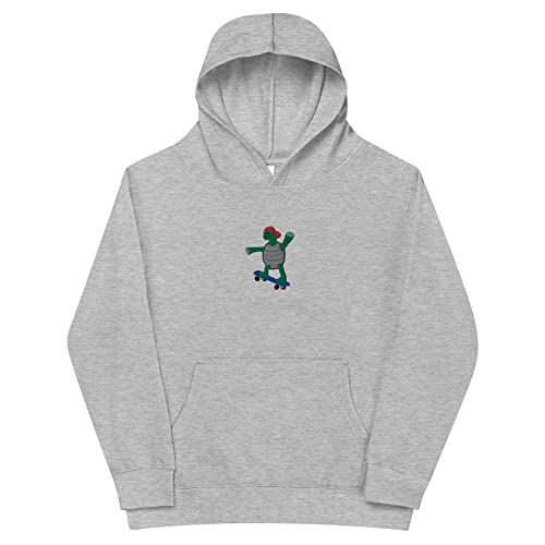 Skateboarding Turtle Embroidered Kids Fleece Hoodie Skate Sweatshirt