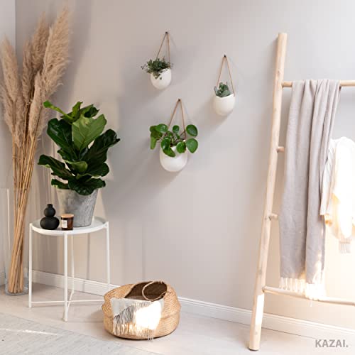 Kazai. Wall Planters -Ellie- | Hanging Ceramic Plant Pots 3 Pieces | Wall Decoration for Indoors, Balcony and Garden | Cream (Matte) by Kazai. - Image 7
