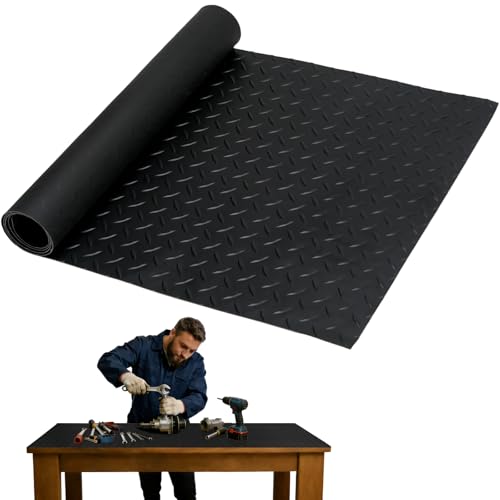 48" x 17" Work Bench Mat, Non-Slip Textured PVC Bench Pad, 2 mm Thick Scratch-Resistant Tool Bench Liner for Woodworking, DIY, Garage & Tabletop Protection
