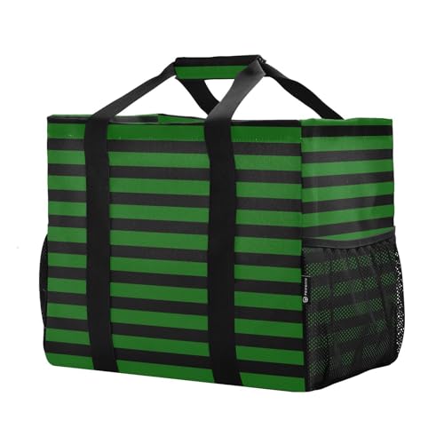 Green Black Stripes Large Beach Bag Waterproof Beach Tote Bags for Women Travel Gym Pool2