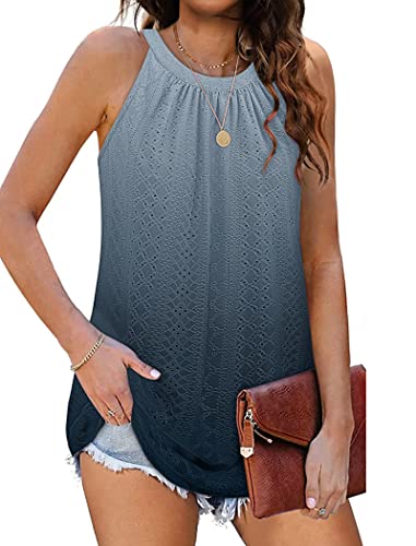 Tank Top Damen Halter Sommer Oberteile Sommermode ärmellose Shirt Damen(Grau Ombre,M)., 10.99 €