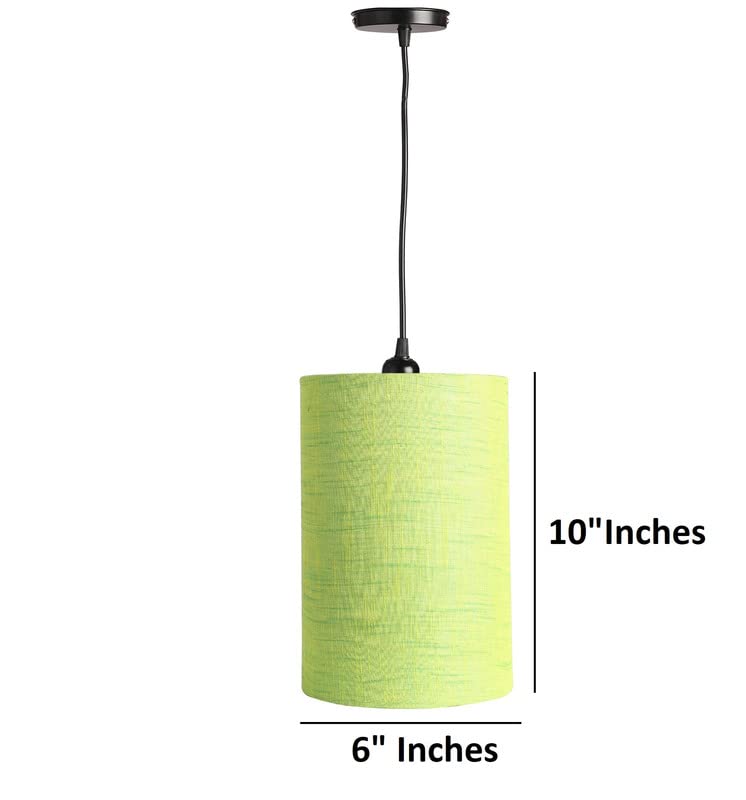 Image of Green Texture Color, Classic Pendant Cylinder Lamp Shade, Decorative Light Lamp, Hanging Spotlight with Fixture, 40Watts, Black Canopy -: Pack of 1 (10 * 6 Inches)