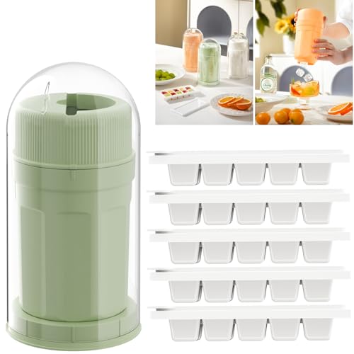 Bandeja para cubitos de hielo con tapa, 5 piezas, silicona verde miniatura 1