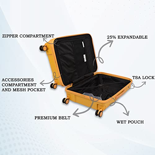 Image of it luggage Momentous Mango Yellow Set of 2-Large & Medium-28 & 24 inches Expandable Polypropylene Hardsided with TSA Lock & Wet Pouch Inside 8 Wheel Trolley Bag