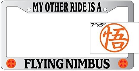 fihdsfhdk98893 Dragonball Z My Other Ride is A Flying Nimbus #2 Chrome Plastic License Plate Frame with Vinyl Orange
