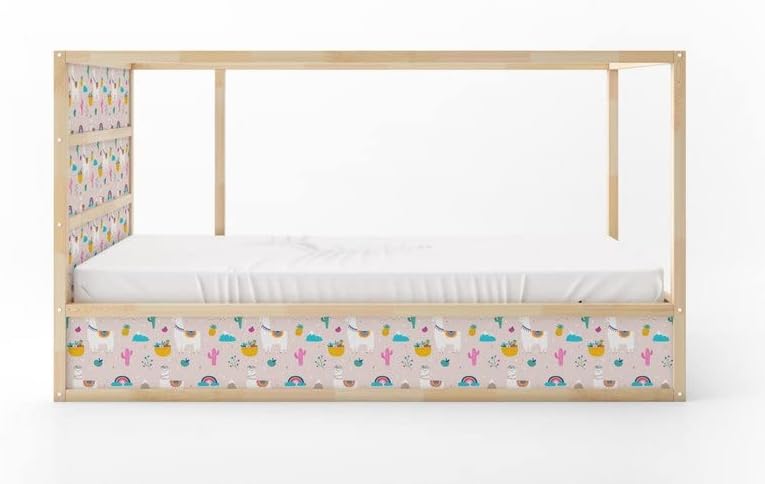 KURA Bed Lama Alpaca Cactuses Leaves Animal Decals Sticker Furniture Decals for Nursery Adhesive