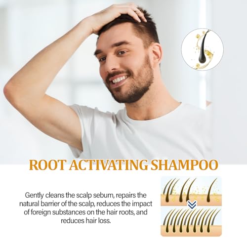Shampoo 2 Stück, Root Activator Hair Growth Shampoo, Root Activator for Hair Faster Growing, Haarverdichtungs Grau glanz