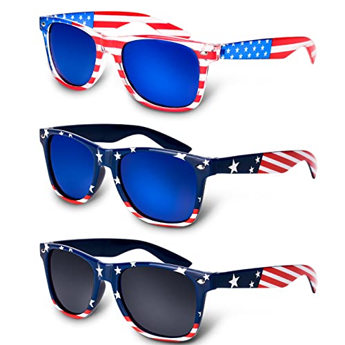 4th of July Decorations, 4th of July/Fourth of July Accessories Memorial Day Patriotic American Flag Sunglasses 3PCS