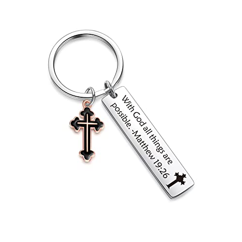 ZNOSVEI Matthew Gifts Christian Keychain Bible Verse Jewelry, Cross Lover