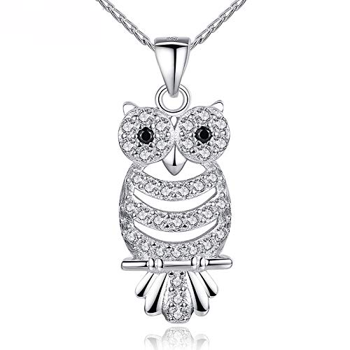 Collier hibou or blanc et zircon AAA pour femme