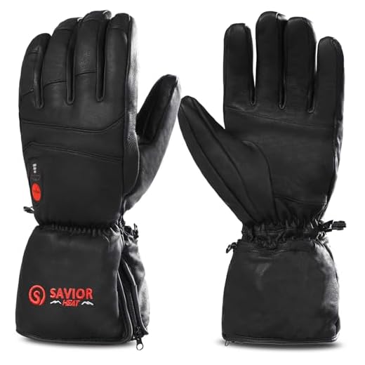 SAVIOR HEAT Heated Gloves for Men Women, Electric Rechargeable Battery Leather Thick Gloves for Motorcycle Ski Hunting Riding