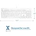 Macally Full Size USB Wired Computer Keyboard with Built-In 2-Port USB Hub - Perfect for your Mouse & 16 Apple Shortcut Keys for Mac OS, Apple iMac, Mac Mini, Macbook Pro/Air (XKEYHUB) , White