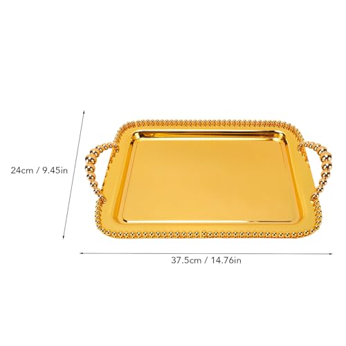 Bandeja rectangular para servir postres en bufés con asas de cuentas 7