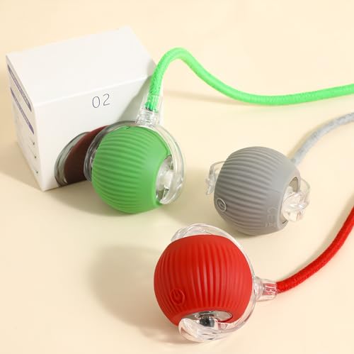 SilqueSense New 3Pack Automatic Rolling Cat Ball Toys - Interactive 360° Kitten Play Toy for Indoor Cats (Red, Grey, Green)