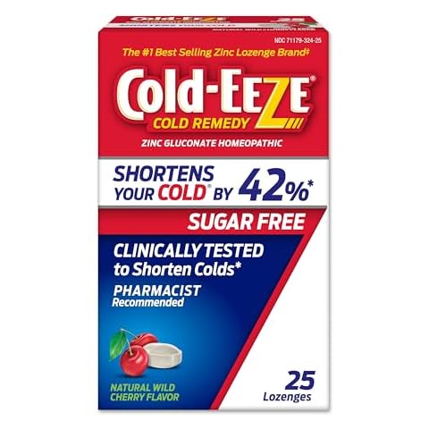 Cold-EEZE Sugar-Free, Natural Wild Cherry Zinc Lozenges, Homeopathic Cold Remedy, Shortens The Common Cold, Sore Throat, Cough, Congestion & Post Nasal Drip, 25 Ct Cover