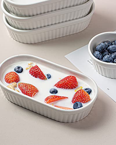 image for Delling 8 Oz Ramekins - Souffle Dishes Oven Safe, Oval Ramekins for Ba