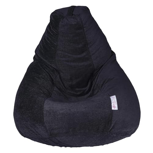 Image of Casa Copenhagen Premium Designer Fabric Bean Bag Chair, Filled with Beans | Capacity: Upto 7 Ft Height, 200 KG Weight | 4XL | Black Ozone