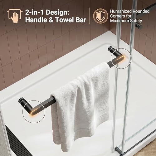 JONIVRAT 56-60" W x 76" H Frameless Double Sliding Shower Door, 5/16" by JONIVRAT - Used condition - Image 7