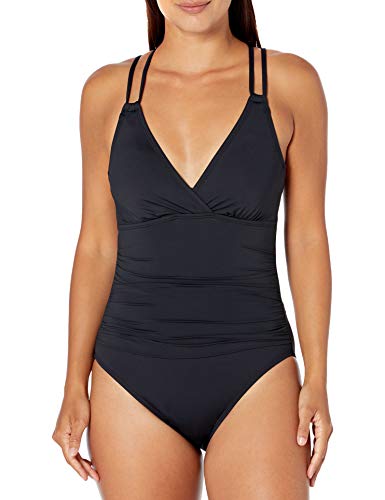 La Blanca Women's Island Goddess Underwire Double Strappy Back One Piece Swimsuit, Black, 12