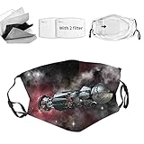 VeJerKK Galaxy Adult Reusable Face Mask,Alien Fantasy Science Fiction,5-Ply Breathable Safety Unisex Adults Fashion Facial Face Masks for Women Men,Black