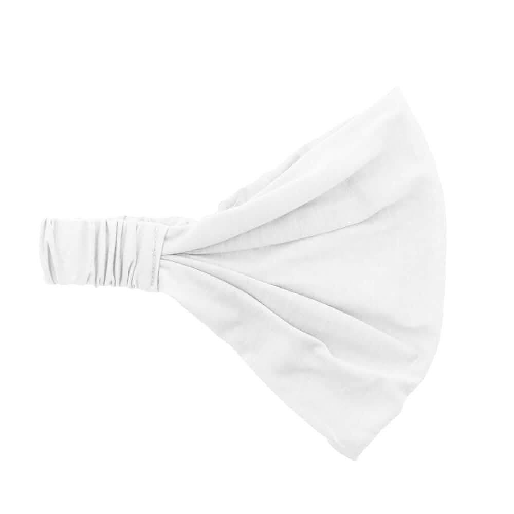Motique Accessories Wide Cotton Head Band Solid Boho Yoga Style Soft Hairband for Women, White Adult