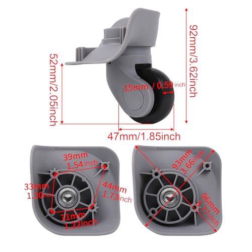 1 Pair Replacement Wheels for Luggage 360 Swivel Suitcase Casters Grey 1.29" & 1.53" & 1.73" & 1.22" W0414