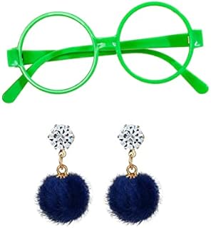 Encanto Mirabel Isabella Costume Glasses Frame Earrings for Girls Cartoon Halloween Christmas Cosplay Dress Up Green