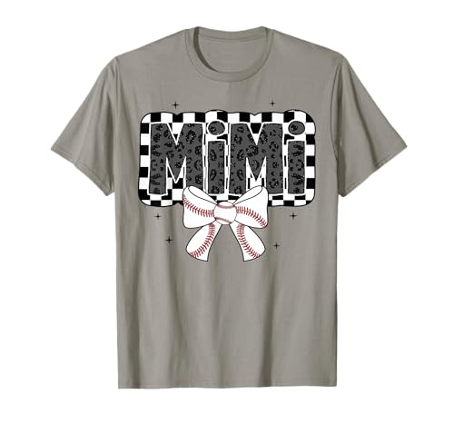 Cute Baseball Mimi Ballpark Coquette Bow Grandma Mothers Day T-Shirt