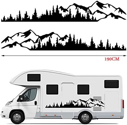 2 pegatinas de vinilo para coche con diseño de árbol de montaña y bosque, calcomanías y adhesivos para carrocería de coche, vinilo gráfico para coche,...