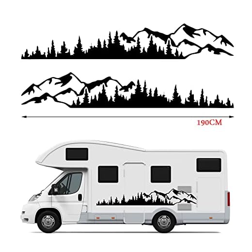 YULLING 2 st vinylklistermärken för bil berg träd skog dekor dekal bil kropp klistermärken och dekaler vinylgrafik för bil SUV RV husvagn släpvagn