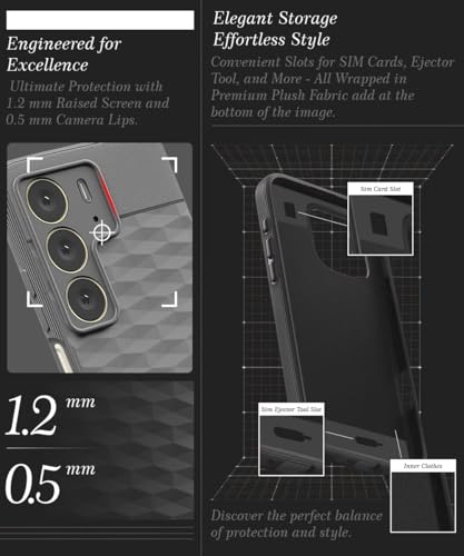 Image of WOW IMAGINE Back Cover for Realme C75 | Realme C73 | Narzo 80 lite 5G | P3 Lite 5G | with Hexa Cube Design | Ultra Slim Soft Rubberised Case | Inner Velvet Fabric | Matte Silicone Flexible Case - Grey